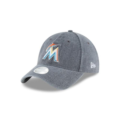 Miami Marlins Gorra | New Era MLB Faded Denim 9twenty Adjustable Cap Mexico - Grises